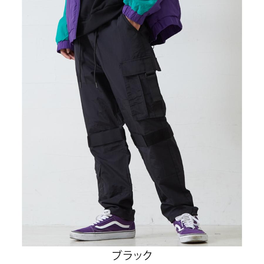 カーゴパンツ メンズ ミリタリー シャカシャカ ナイロンパンツ ワイドパンツ 黒 ストリート系 ストリートファッション 韓国ファッション | improves | 01