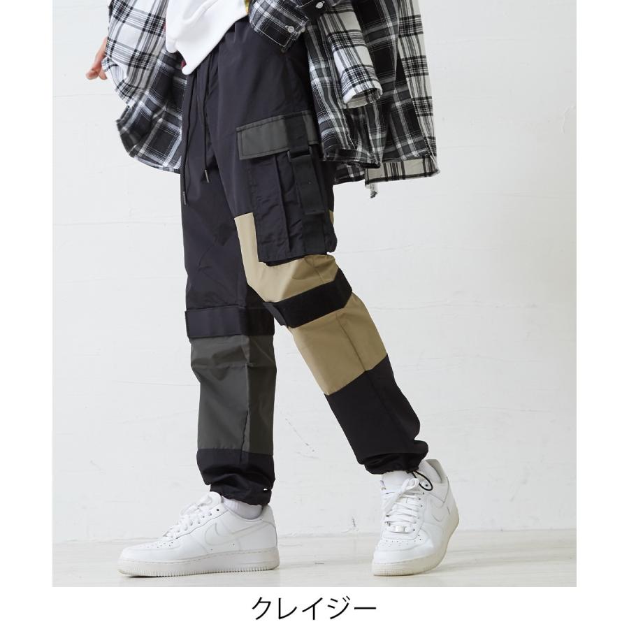カーゴパンツ メンズ ミリタリー シャカシャカ ナイロンパンツ ワイドパンツ 黒 ストリート系 ストリートファッション 韓国ファッション | improves | 05