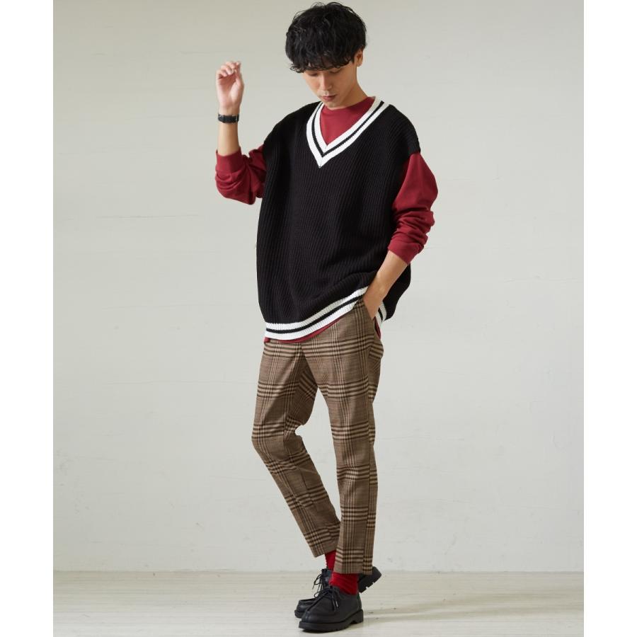 ニット ベスト メンズ 韓国 ファッション 大きいサイズ チルデン ライン Vネック ビッグシルエット ドロップショルダー improves | improves | 06