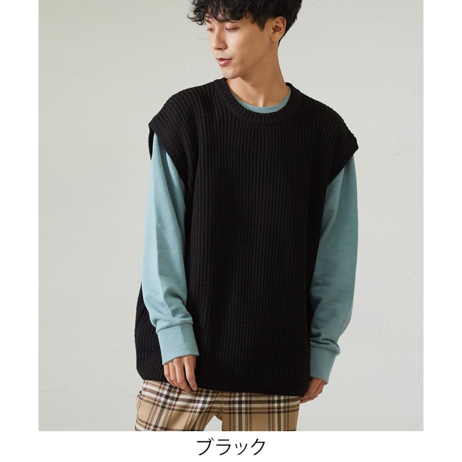 ニット ベスト メンズ 韓国 ファッション 大きいサイズ 無地 ビッグシルエット ドロップショルダー ビックシルエット improves | improves | 06