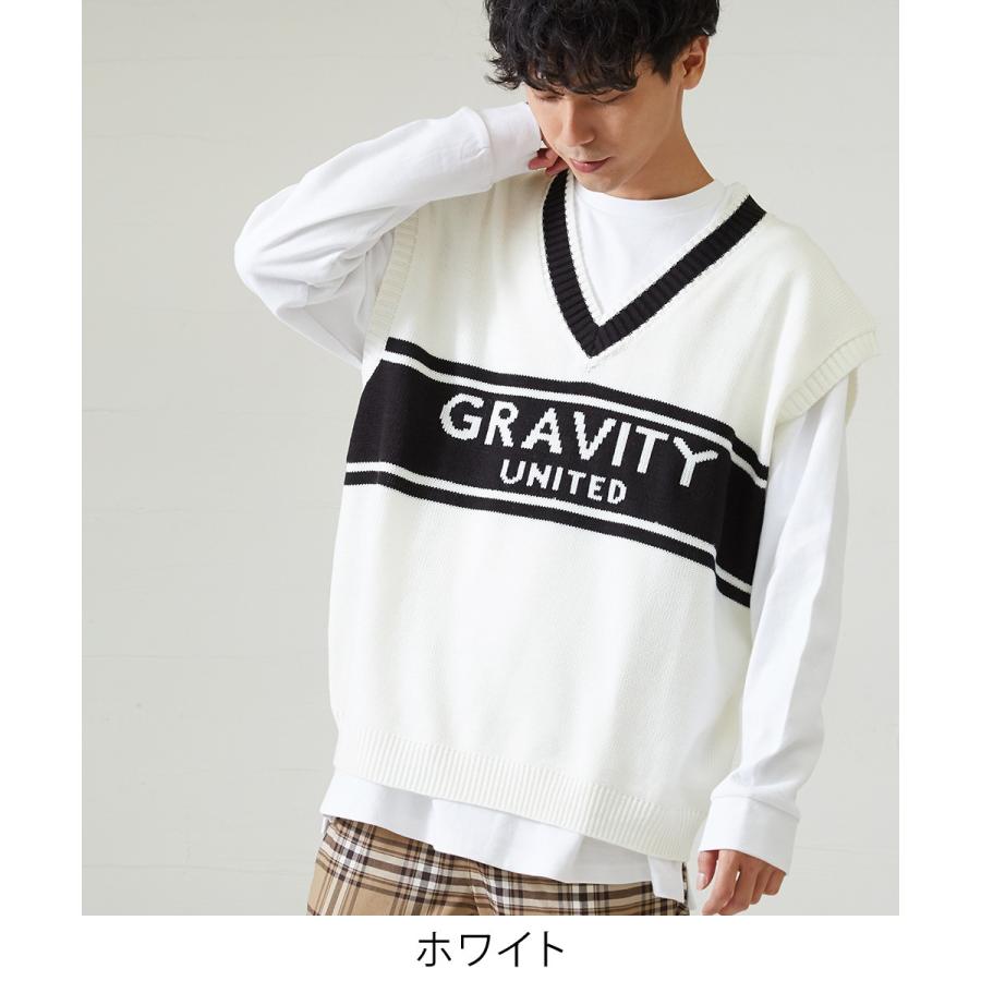 ニット ベスト メンズ 韓国 ファッション 大きいサイズ ライン Vネック ビッグシルエット ドロップショルダー ビック improves | improves | 01