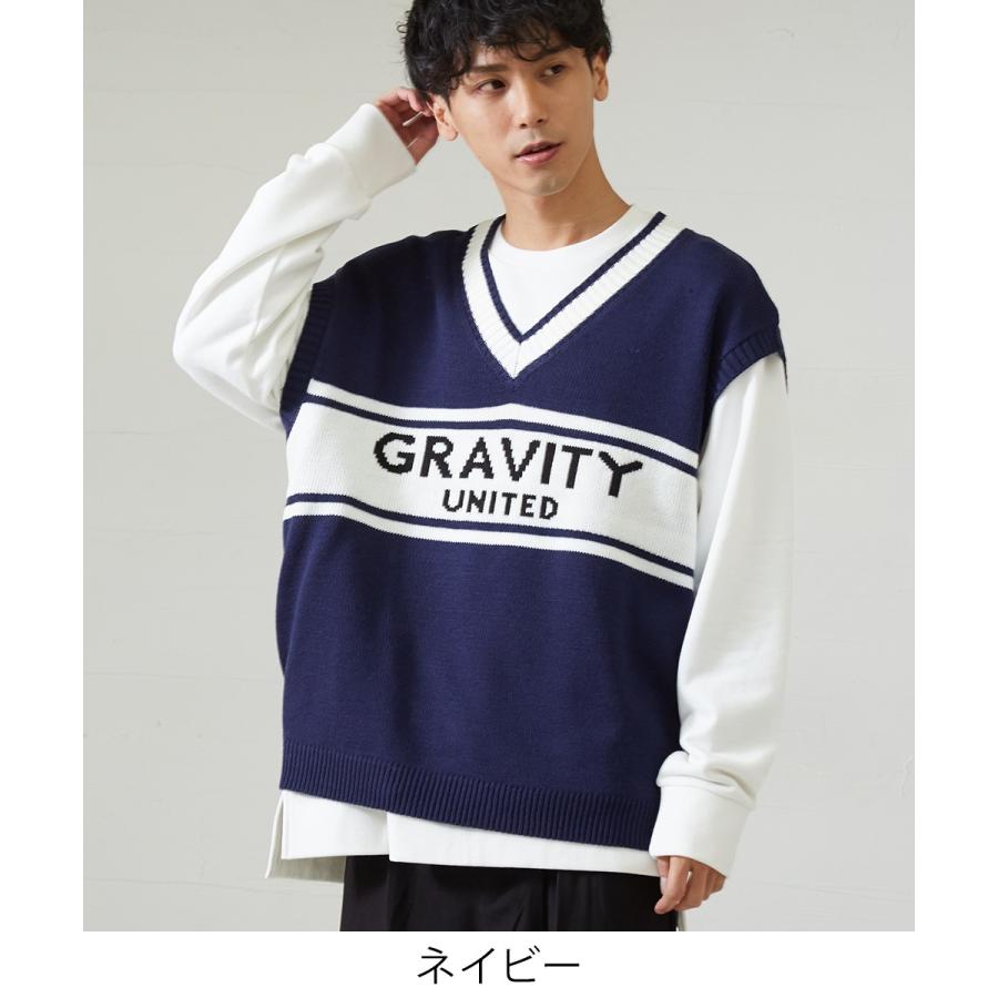 ニット ベスト メンズ 韓国 ファッション 大きいサイズ ライン Vネック ビッグシルエット ドロップショルダー ビック improves | improves | 03