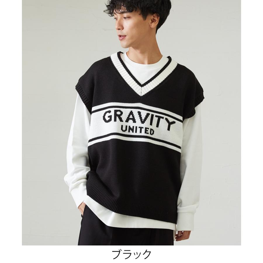 ニット ベスト メンズ 韓国 ファッション 大きいサイズ ライン Vネック ビッグシルエット ドロップショルダー ビック improves | improves | 04