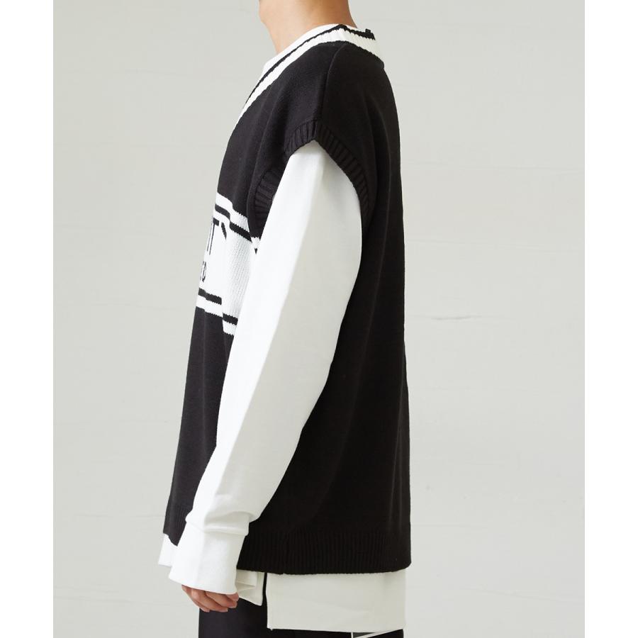 ニット ベスト メンズ 韓国 ファッション 大きいサイズ ライン Vネック ビッグシルエット ドロップショルダー ビック improves | improves | 06