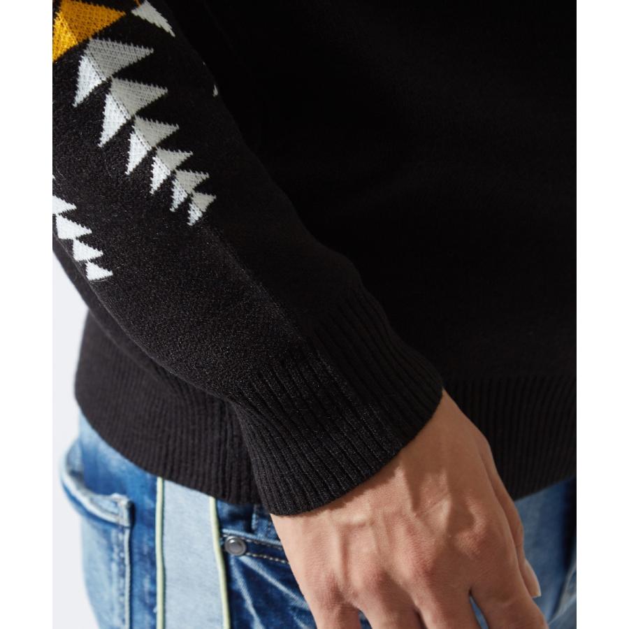 ニット セーター メンズ クルーネック オルテガ柄 長袖 ゆったり 大きいサイズ ニットセーター ビッグシルエット サーフ improves | improves | 12