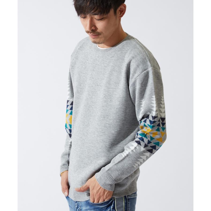 ニット セーター メンズ クルーネック オルテガ柄 長袖 ゆったり 大きいサイズ ニットセーター ビッグシルエット サーフ improves | improves | 05