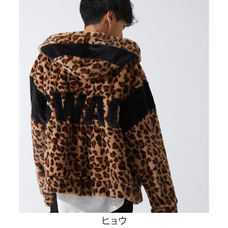 パーカー メンズ  ファー ビッグロゴ 刺繍 ヒョウ柄 レオパード ジップパーカー ジップアップ 黒 白 ストリートファッション ストリート系 improves | improves | 01