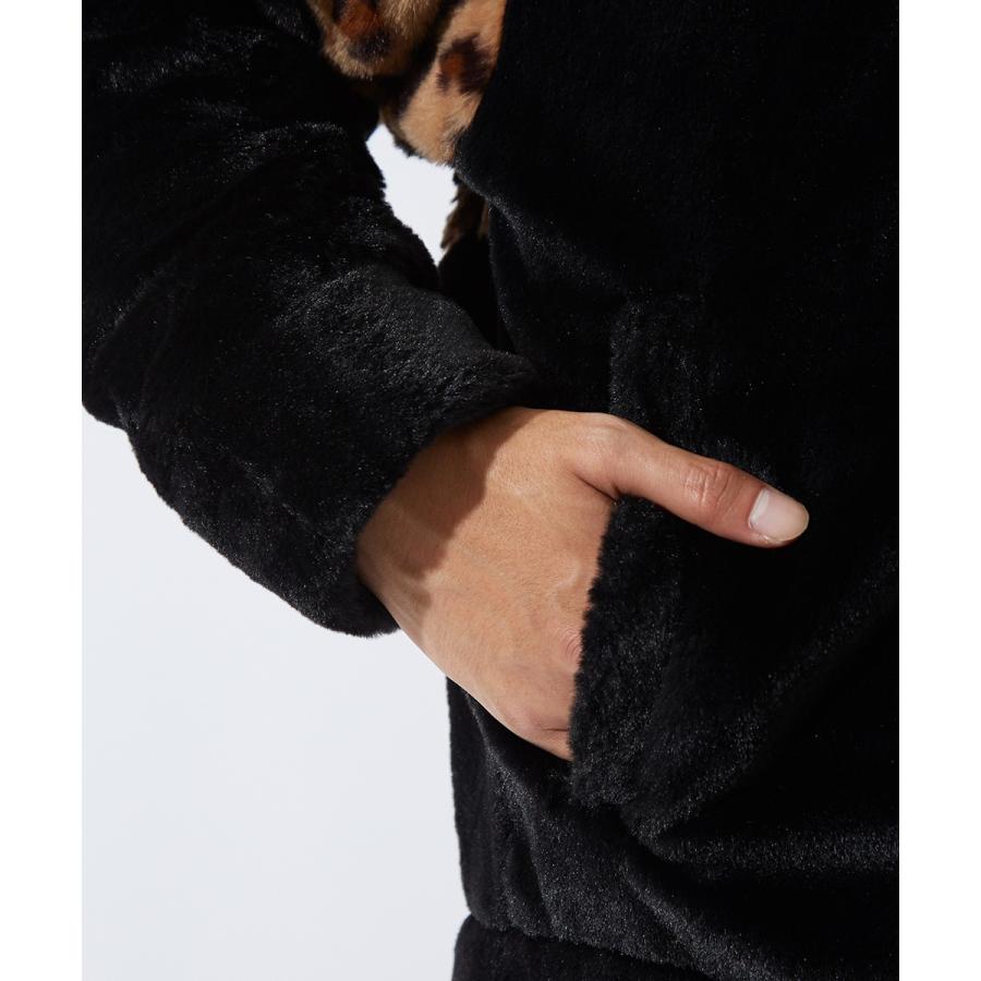 パーカー メンズ  ファー ビッグロゴ 刺繍 ヒョウ柄 レオパード ジップパーカー ジップアップ 黒 白 ストリートファッション ストリート系 improves | improves | 11