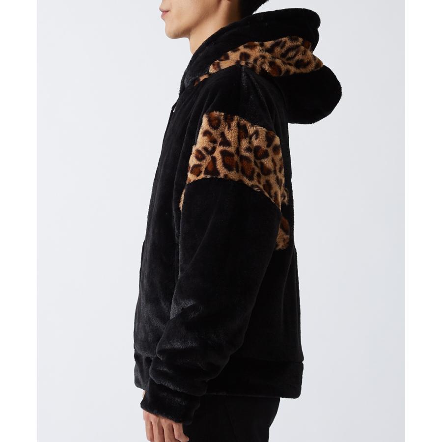 パーカー メンズ  ファー ビッグロゴ 刺繍 ヒョウ柄 レオパード ジップパーカー ジップアップ 黒 白 ストリートファッション ストリート系 improves | improves | 06