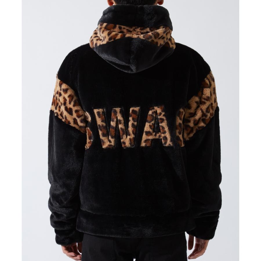 パーカー メンズ  ファー ビッグロゴ 刺繍 ヒョウ柄 レオパード ジップパーカー ジップアップ 黒 白 ストリートファッション ストリート系 improves | improves | 07
