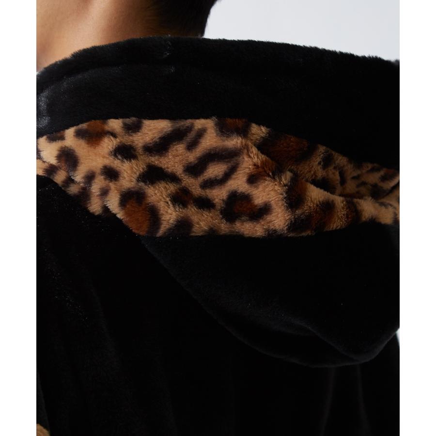 パーカー メンズ  ファー ビッグロゴ 刺繍 ヒョウ柄 レオパード ジップパーカー ジップアップ 黒 白 ストリートファッション ストリート系 improves | improves | 09