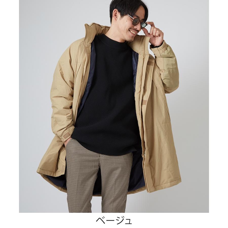 中綿ジャケット メンズ 防寒 オーバーサイズ 大きいサイズ ゆったり ロング丈 黒 緑 ハイネック スタンドカラー 中綿コート ダウンジャケット improves | improves | 01