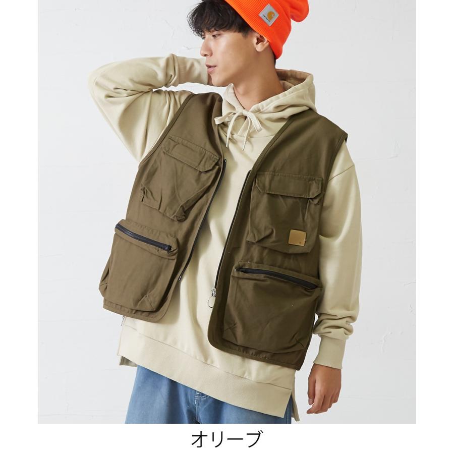 フィッシングベスト メンズ ベスト ミリタリー アウトドア ワーク ジップアップ 黒 迷彩柄 カモフラージュ カモフラ柄 無地 キャンプ 釣り improves | improves | 01