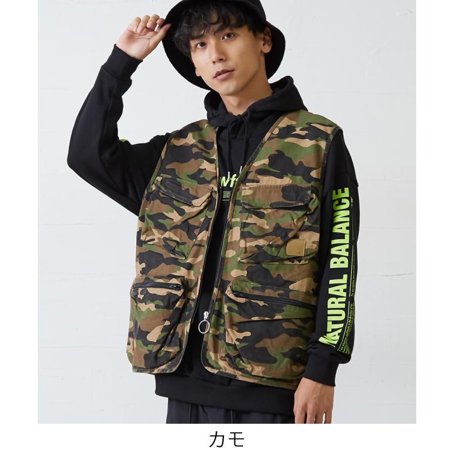 フィッシングベスト メンズ ベスト ミリタリー アウトドア ワーク ジップアップ 黒 迷彩柄 カモフラージュ カモフラ柄 無地 キャンプ 釣り improves | improves | 07