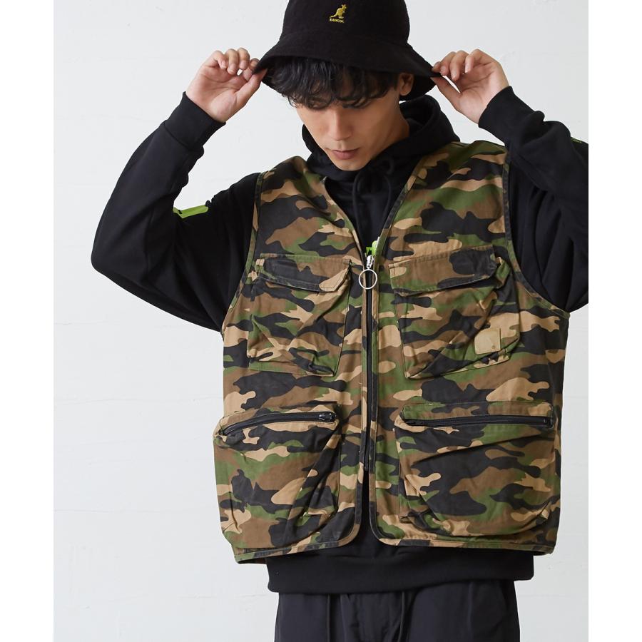 フィッシングベスト メンズ ベスト ミリタリー アウトドア ワーク ジップアップ 黒 迷彩柄 カモフラージュ カモフラ柄 無地 キャンプ 釣り improves | improves | 09