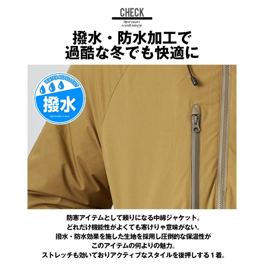 中綿ジャケット メンズ 防寒 撥水加工 ハイネック ボリュームネック 無地 黒 緑 ミリタリー ダウン ブルゾン ダウンジャケット improves | improves | 01