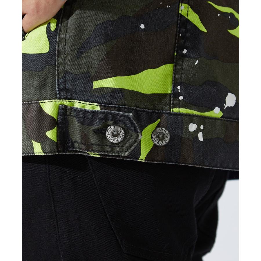 デニムジャケット Gジャン ジージャン ペンキ バイカラー ネオン デニム ジャケット カモフラ カモフラージュ 迷彩柄 カモフラ柄  improves | improves | 15