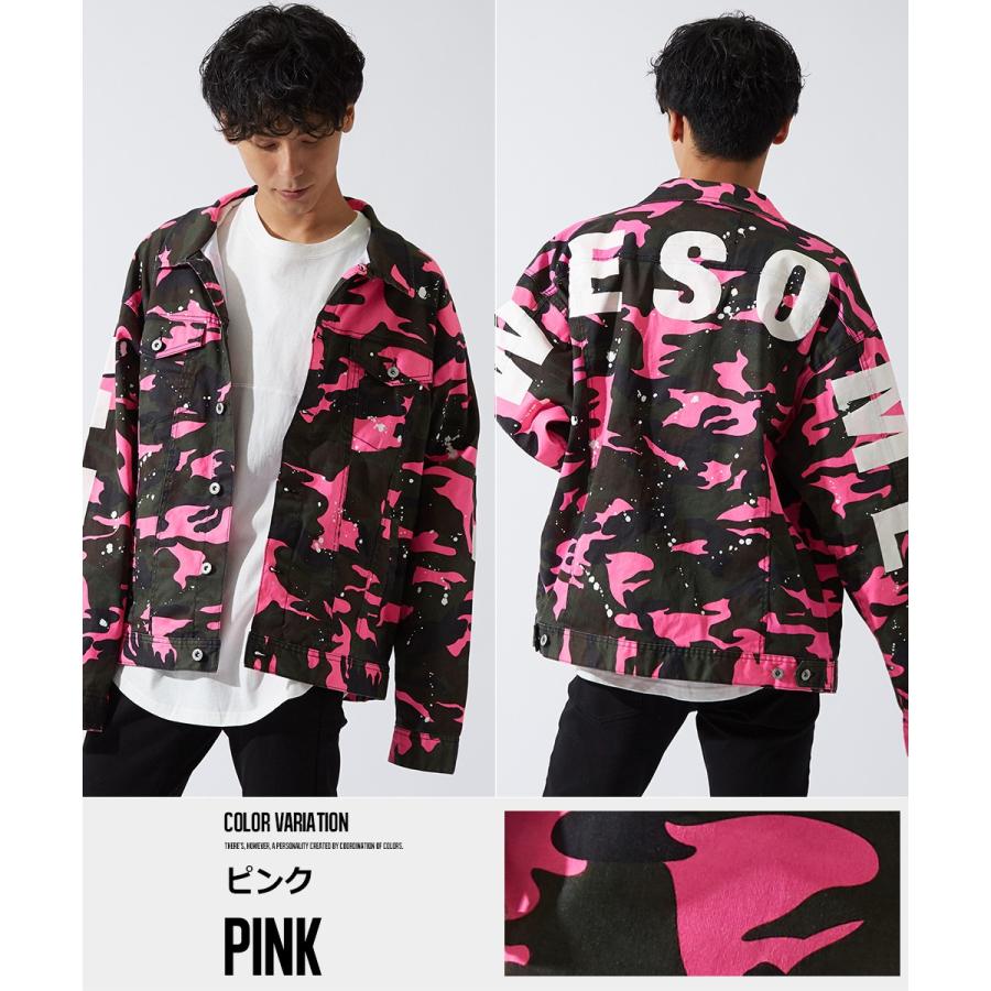 デニムジャケット Gジャン ジージャン ペンキ バックプリント ロゴ プリント ネオン デニム ジャケット カモフラ カモフラージュ | improves | 11