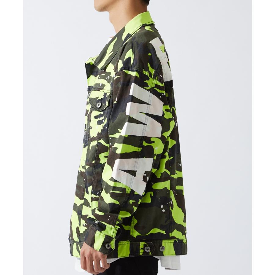 デニムジャケット Gジャン ジージャン ペンキ バックプリント ロゴ プリント ネオン デニム ジャケット カモフラ カモフラージュ | improves | 13