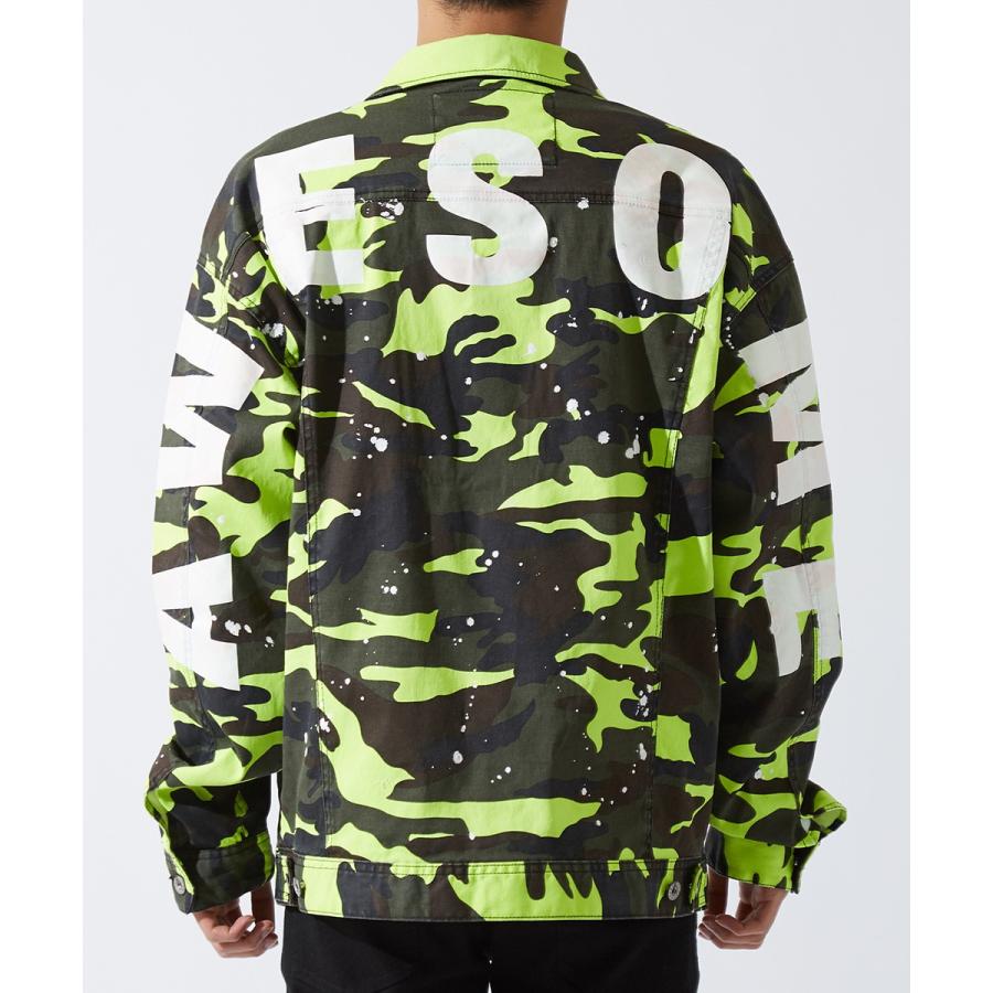 デニムジャケット Gジャン ジージャン ペンキ バックプリント ロゴ プリント ネオン デニム ジャケット カモフラ カモフラージュ | improves | 14