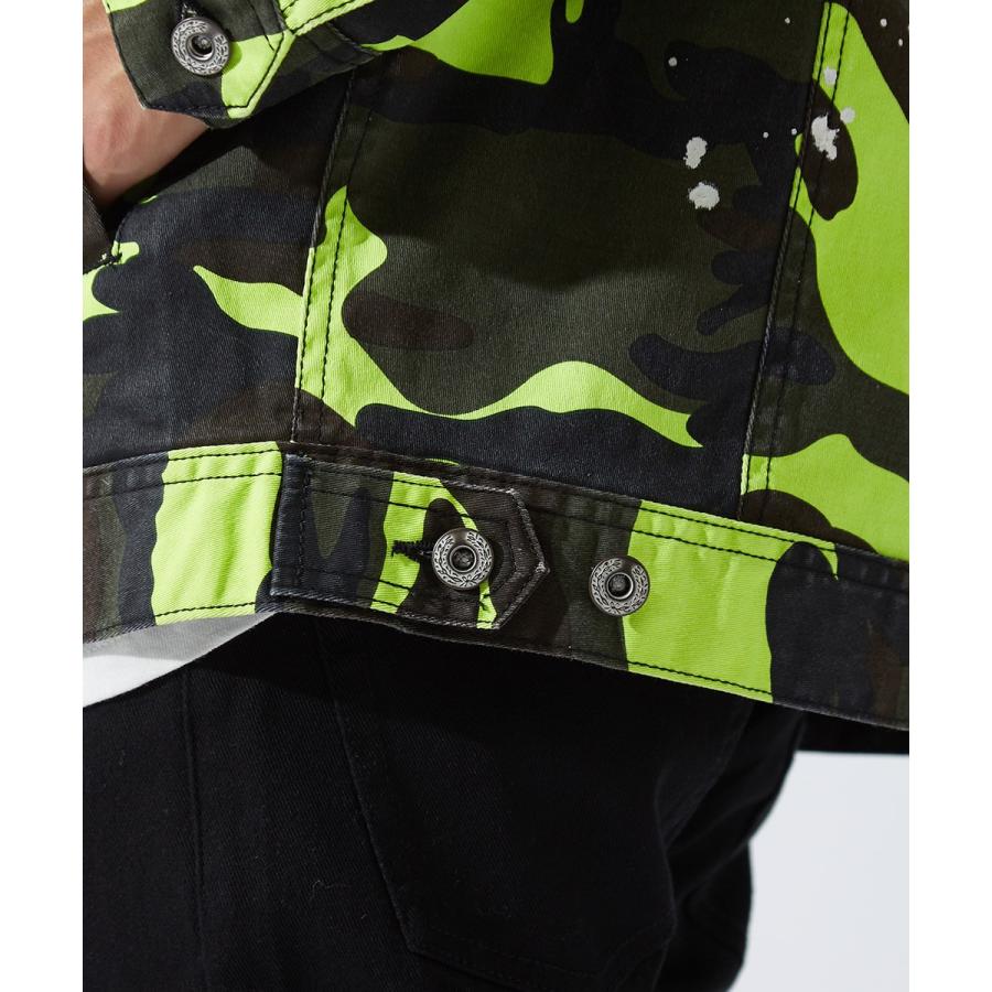 デニムジャケット Gジャン ジージャン ペンキ バックプリント ロゴ プリント ネオン デニム ジャケット カモフラ カモフラージュ | improves | 16