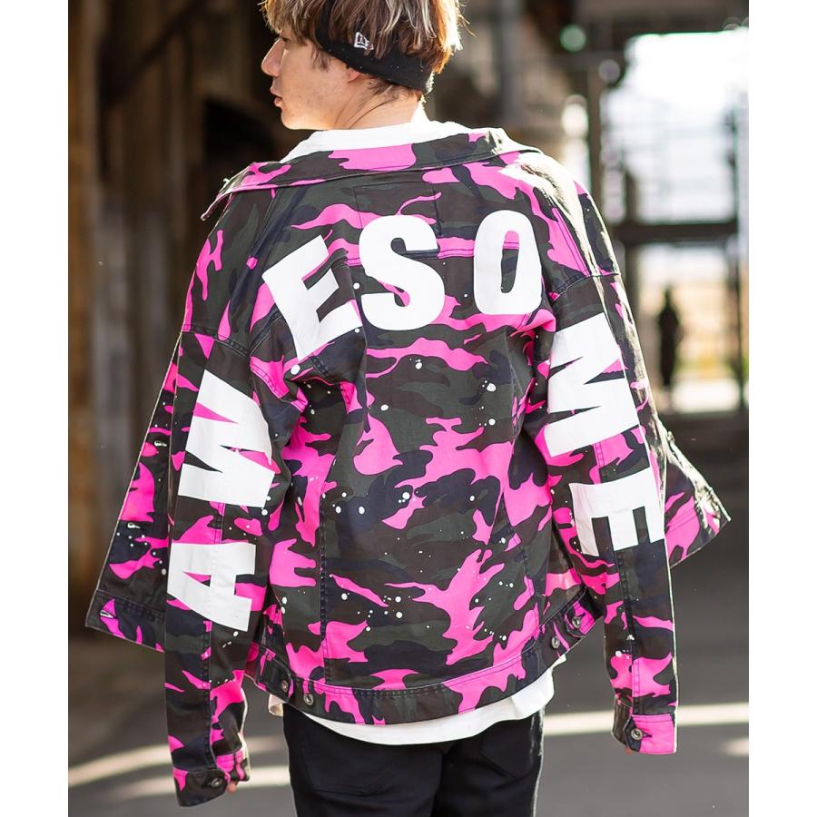 デニムジャケット Gジャン ジージャン ペンキ バックプリント ロゴ プリント ネオン デニム ジャケット カモフラ カモフラージュ | improves | 02
