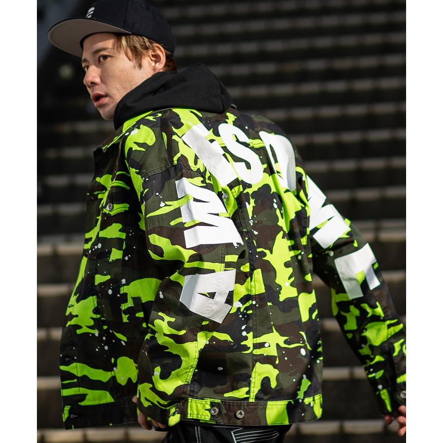 デニムジャケット Gジャン ジージャン ペンキ バックプリント ロゴ プリント ネオン デニム ジャケット カモフラ カモフラージュ | improves | 06