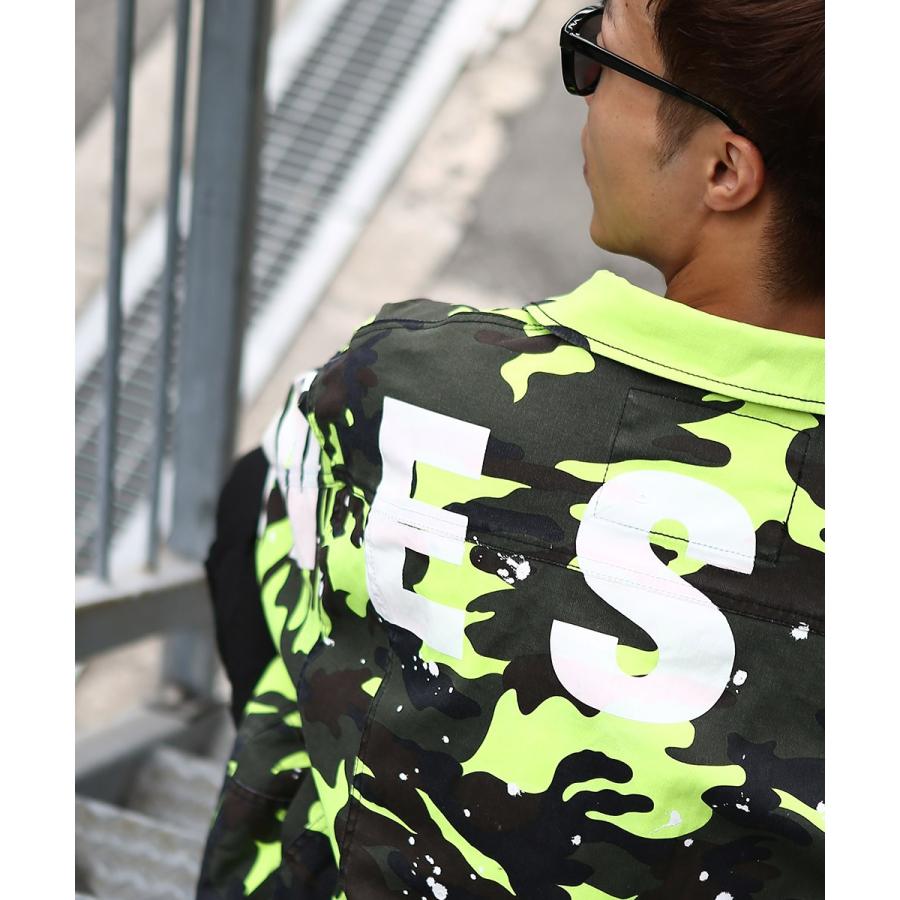 デニムジャケット Gジャン ジージャン ペンキ バックプリント ロゴ プリント ネオン デニム ジャケット カモフラ カモフラージュ | improves | 08