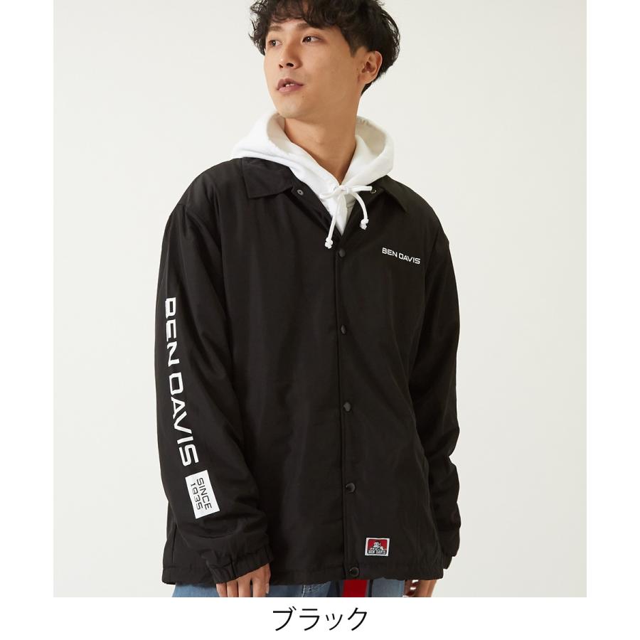 BEN DAVIS ベンデイビス コーチジャケット 裏ボア メンズ チェック柄 ロゴ プリント ゆったり ドロップショルダー 黒 ブランド  ベンデービス improves | BEN DAVIS | 01