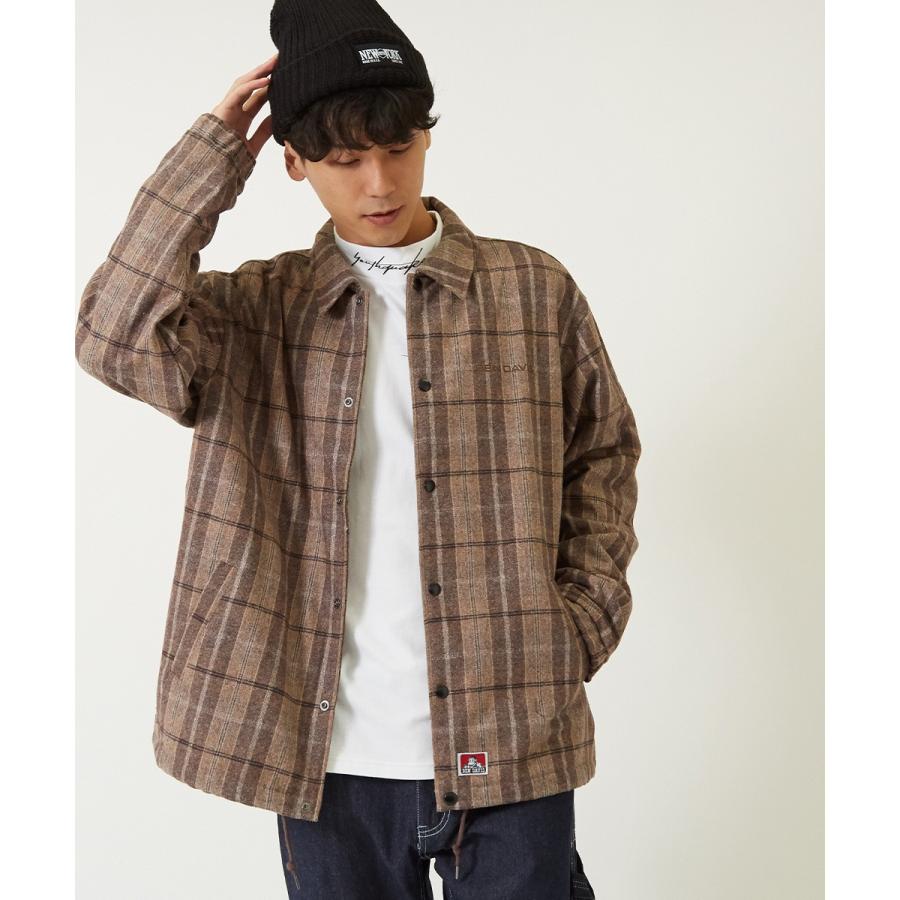 BEN DAVIS ベンデイビス コーチジャケット 裏ボア メンズ チェック柄 ロゴ プリント ゆったり ドロップショルダー 黒 ブランド  ベンデービス improves | BEN DAVIS | 06