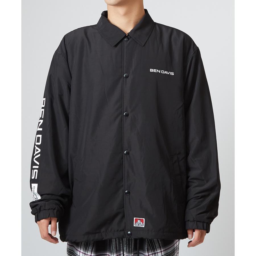BEN DAVIS ベンデイビス コーチジャケット 裏ボア メンズ チェック柄 ロゴ プリント ゆったり ドロップショルダー 黒 ブランド  ベンデービス improves | BEN DAVIS | 07