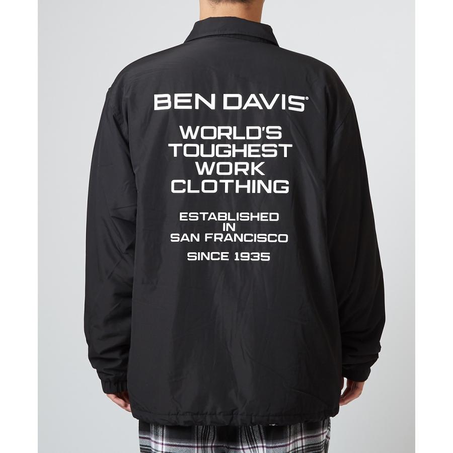 BEN DAVIS ベンデイビス コーチジャケット 裏ボア メンズ チェック柄 ロゴ プリント ゆったり ドロップショルダー 黒 ブランド  ベンデービス improves | BEN DAVIS | 09