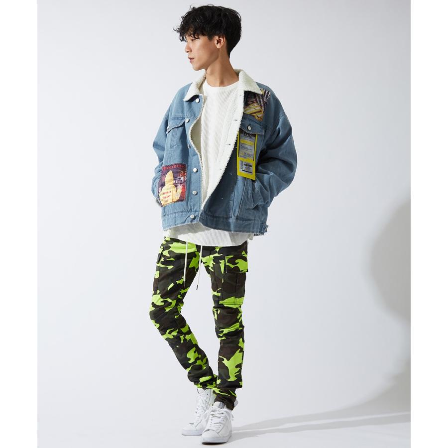 デニムジャケット メンズ 裏ボア 大きいサイズ ビッグシルエット オーバーサイズ ビッグロゴ バックプリント ボアジャケット ボアGジャン | improves | 06