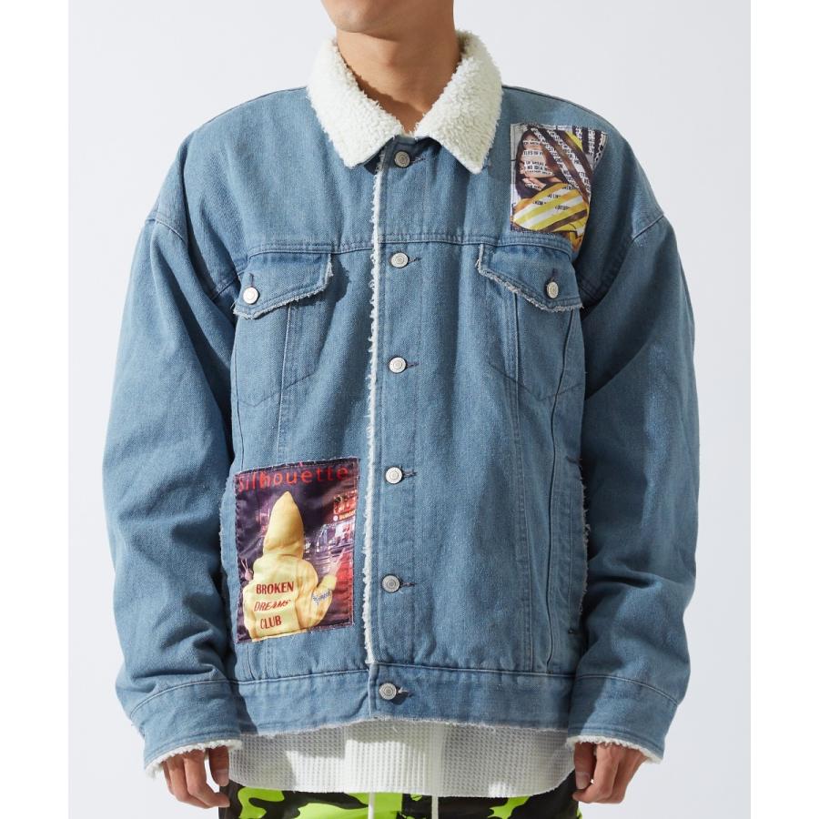 デニムジャケット メンズ 裏ボア 大きいサイズ ビッグシルエット オーバーサイズ ビッグロゴ バックプリント ボアジャケット ボアGジャン | improves | 07