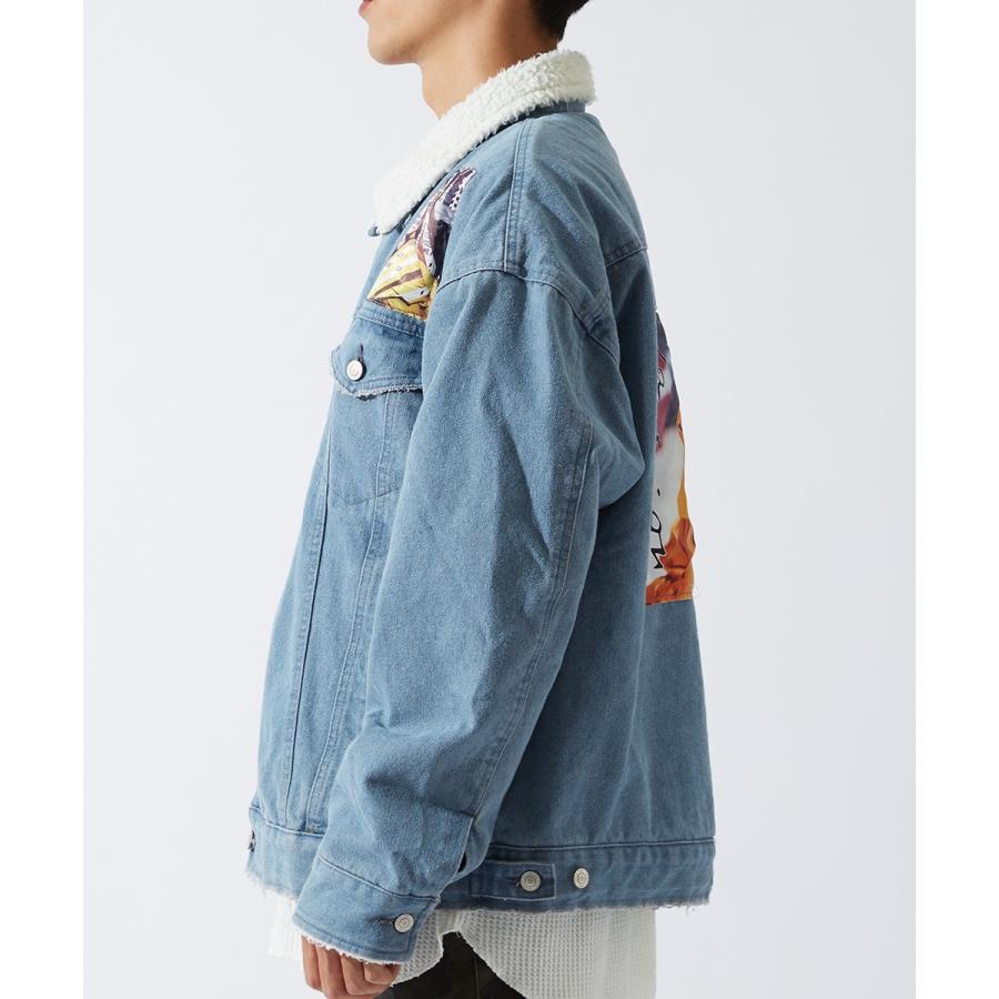 デニムジャケット メンズ 裏ボア 大きいサイズ ビッグシルエット オーバーサイズ ビッグロゴ バックプリント ボアジャケット ボアGジャン | improves | 08