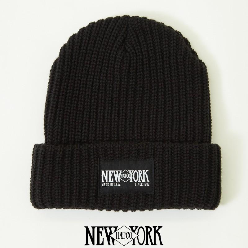 ニューヨークハット NEW YORK HAT ニット帽 メンズ ロゴラベル ニットキャップ 無地 ビーニー ワッチキャップ 黒 帽子 ブランドimproves｜improves