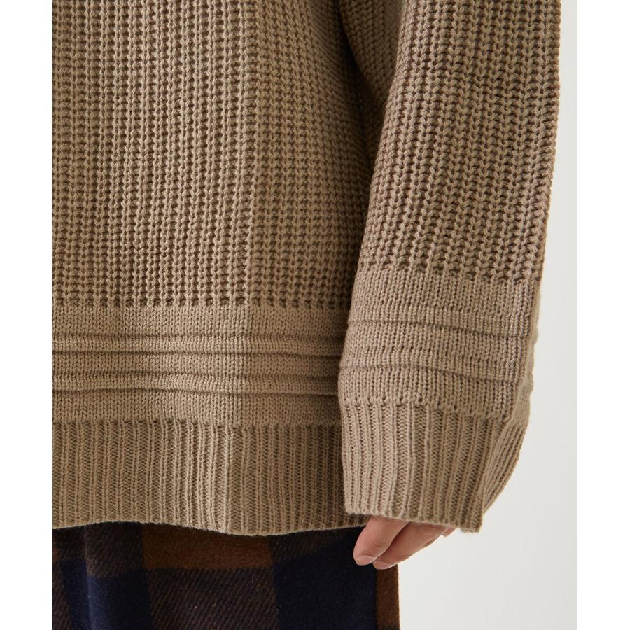 セーター メンズ  チルデンニット ニットセーター ゆったり オーバーサイズ ドロップショルダー 大きいサイズ 無地 Vネック 長袖 白 improves | improves | 10