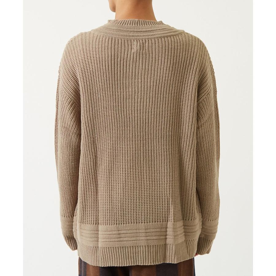 セーター メンズ  チルデンニット ニットセーター ゆったり オーバーサイズ ドロップショルダー 大きいサイズ 無地 Vネック 長袖 白 improves | improves | 08