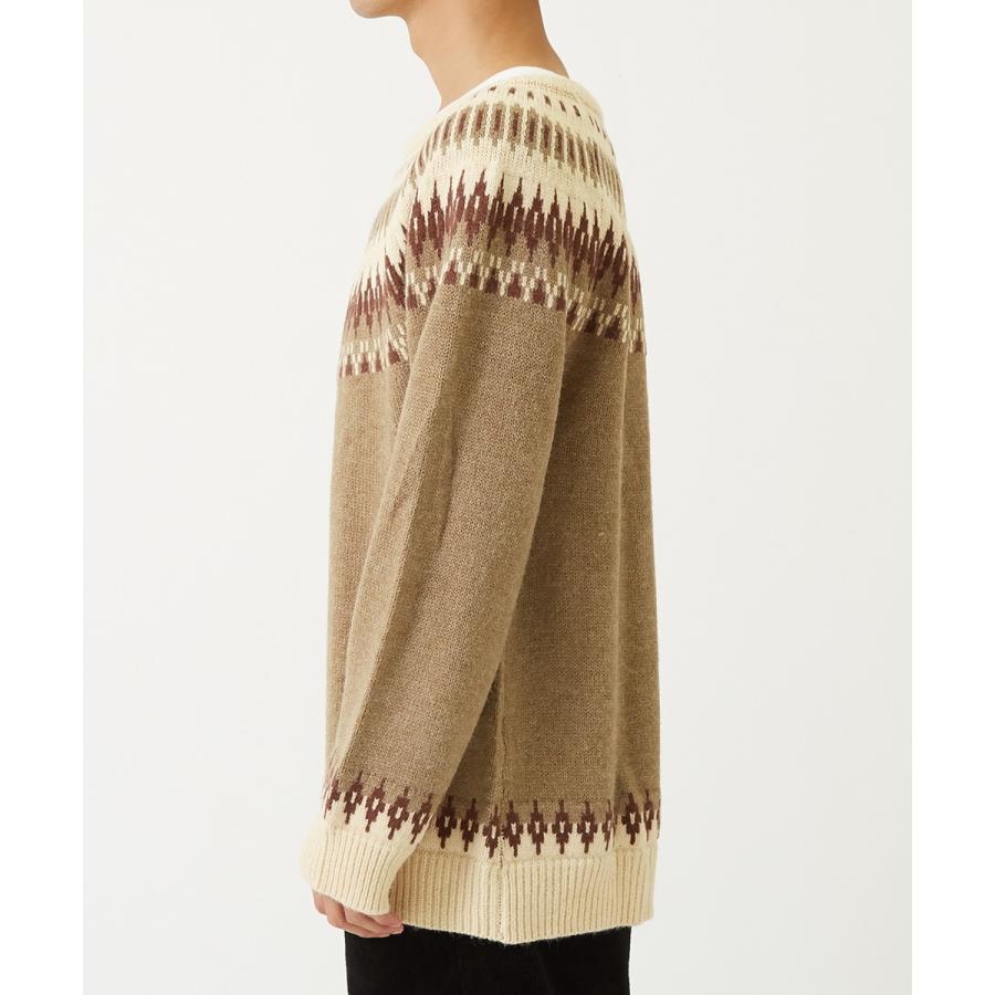 セーター メンズ  ノルディック柄 クルーネック ニットセーター ゆったり オーバーサイズ ドロップショルダー 大きいサイズ 長袖 黒 improves | improves | 13