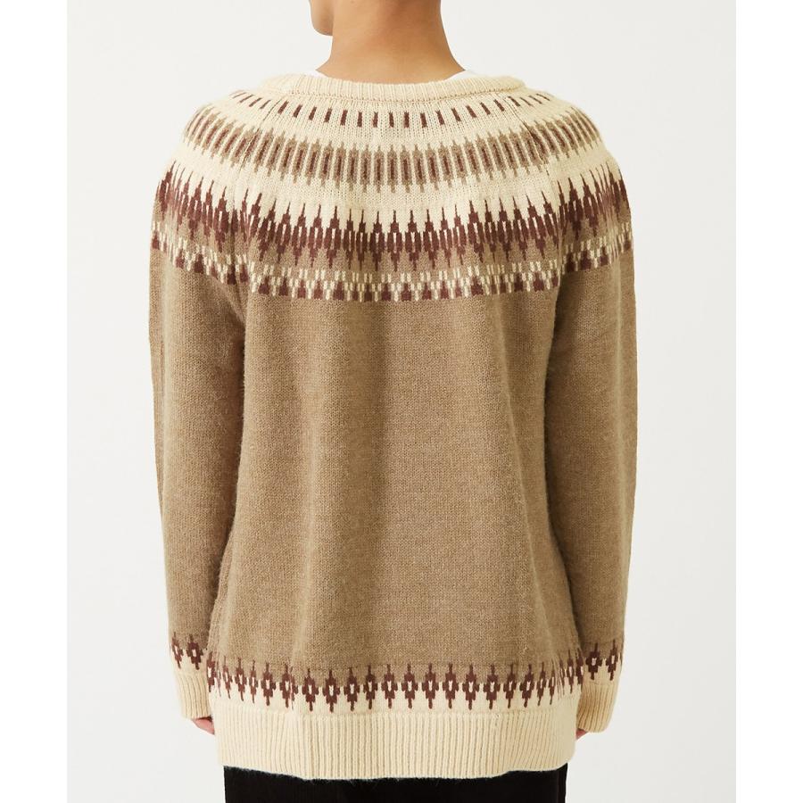 セーター メンズ  ノルディック柄 クルーネック ニットセーター ゆったり オーバーサイズ ドロップショルダー 大きいサイズ 長袖 黒 improves | improves | 14