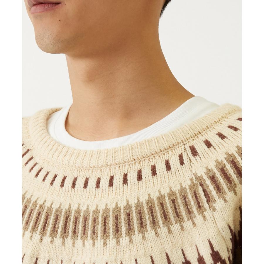 セーター メンズ  ノルディック柄 クルーネック ニットセーター ゆったり オーバーサイズ ドロップショルダー 大きいサイズ 長袖 黒 improves | improves | 15