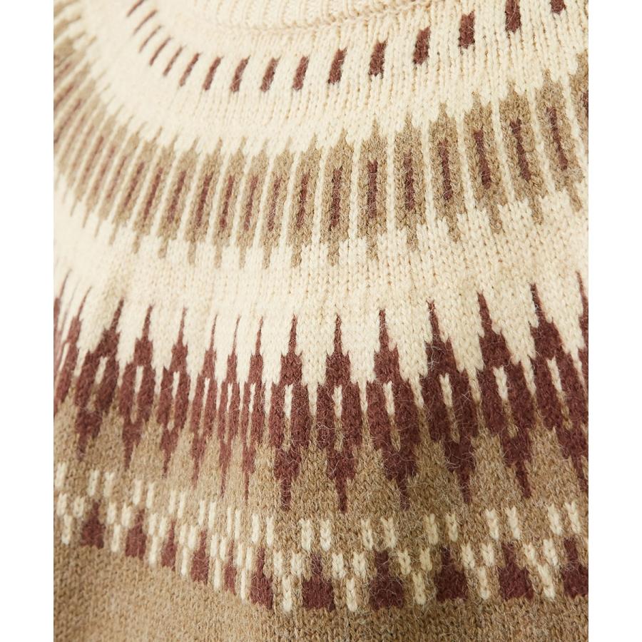 セーター メンズ  ノルディック柄 クルーネック ニットセーター ゆったり オーバーサイズ ドロップショルダー 大きいサイズ 長袖 黒 improves | improves | 16