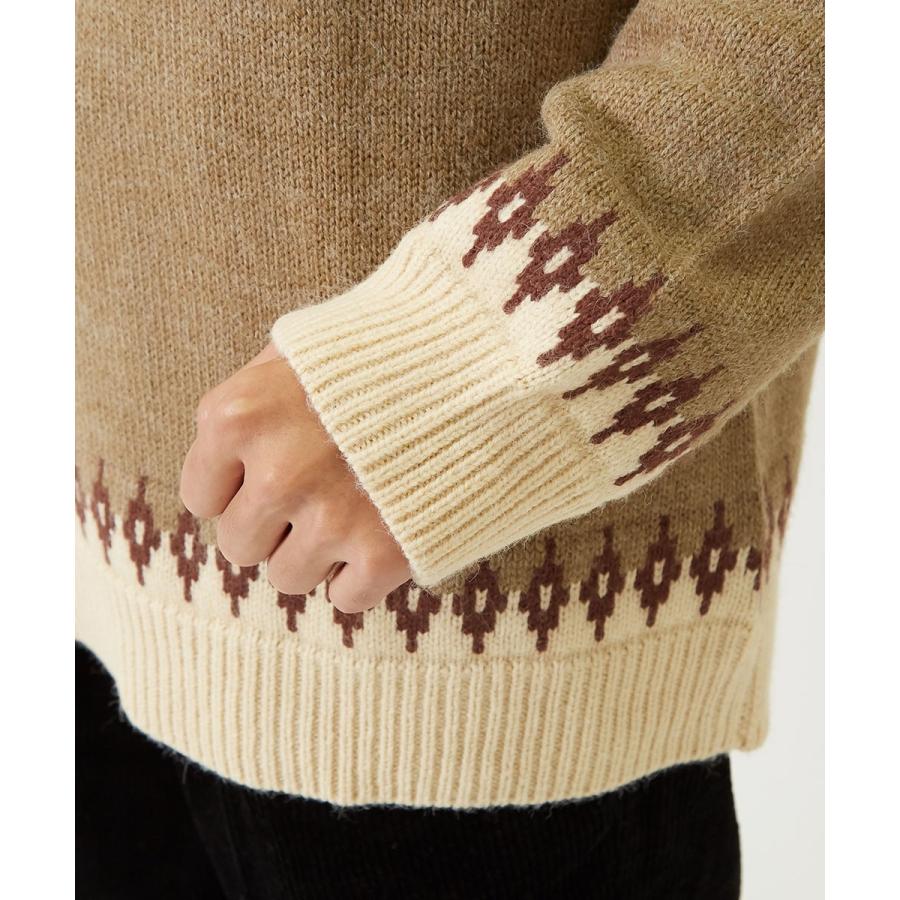 セーター メンズ  ノルディック柄 クルーネック ニットセーター ゆったり オーバーサイズ ドロップショルダー 大きいサイズ 長袖 黒 improves | improves | 17