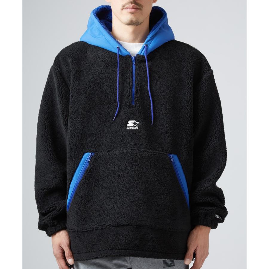 STARTER BLACK LABEL スターターブラックレーベル ボアパーカー メンズ ハーフジップ 長袖 もこもこ ビッグシルエット 大きいサイズ プルオーバー ブランド | improves | 10