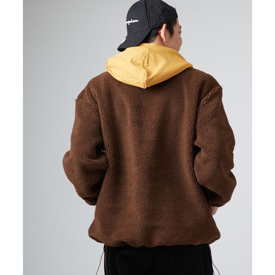 STARTER BLACK LABEL スターターブラックレーベル ボアパーカー メンズ ハーフジップ 長袖 もこもこ ビッグシルエット 大きいサイズ プルオーバー ブランド | improves | 02