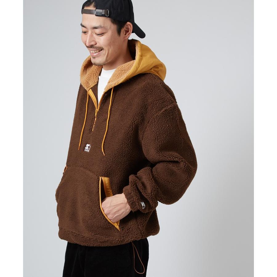 STARTER BLACK LABEL スターターブラックレーベル ボアパーカー メンズ ハーフジップ 長袖 もこもこ ビッグシルエット 大きいサイズ プルオーバー ブランド | improves | 03