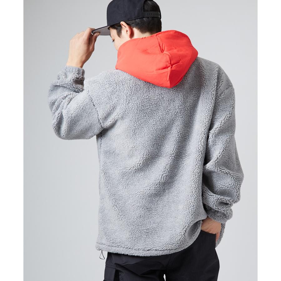 STARTER BLACK LABEL スターターブラックレーベル ボアパーカー メンズ ハーフジップ 長袖 もこもこ ビッグシルエット 大きいサイズ プルオーバー ブランド | improves | 06