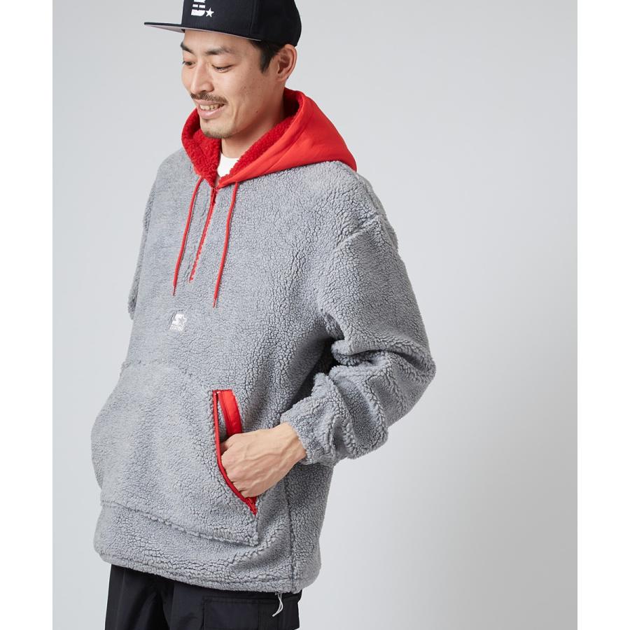 STARTER BLACK LABEL スターターブラックレーベル ボアパーカー メンズ ハーフジップ 長袖 もこもこ ビッグシルエット 大きいサイズ プルオーバー ブランド | improves | 07