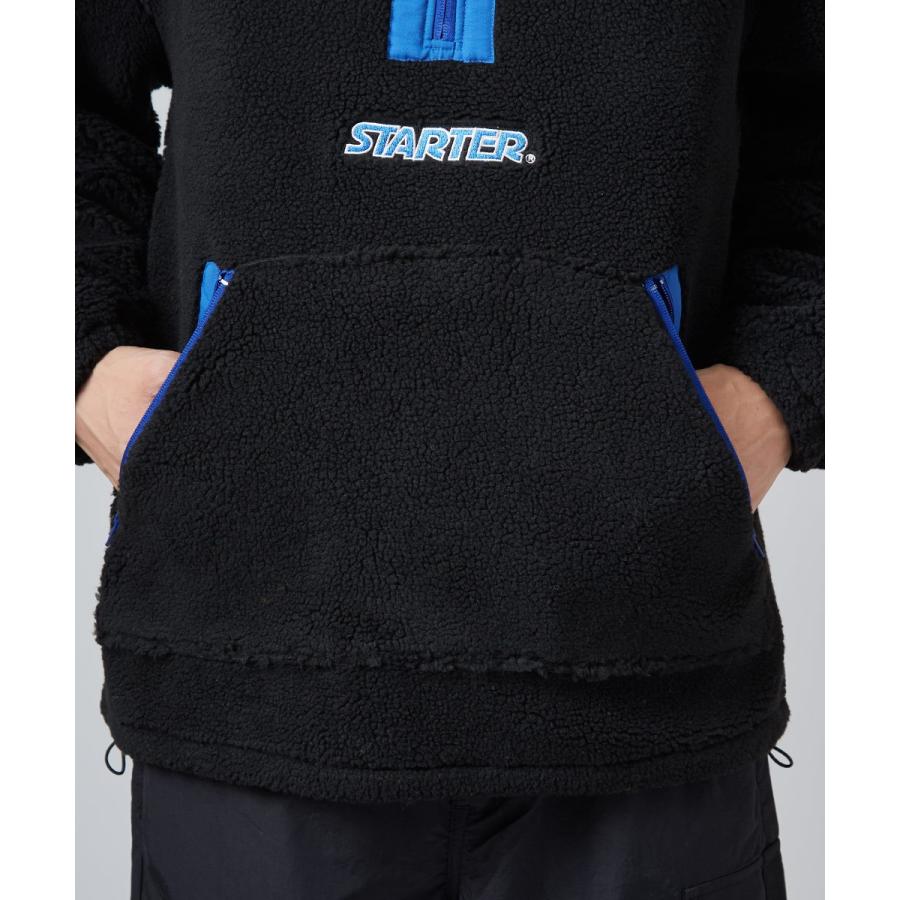 STARTER BLACK LABEL スターターブラックレーベル ボアジャケット メンズ スタンドカラー ハーフジップ もこもこ ビッグシルエット 大きいサイズ ブランド | improves | 16