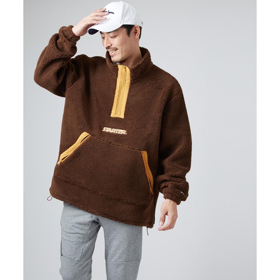 STARTER BLACK LABEL スターターブラックレーベル ボアジャケット メンズ スタンドカラー ハーフジップ もこもこ ビッグシルエット 大きいサイズ ブランド | improves | 03